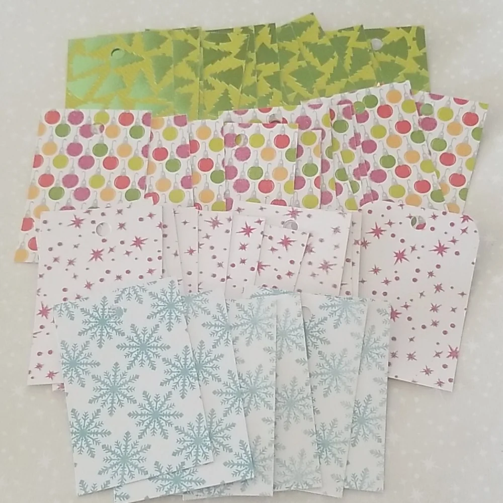 42 Christmas Multicolored Hand Cut Cardstock Gift tags